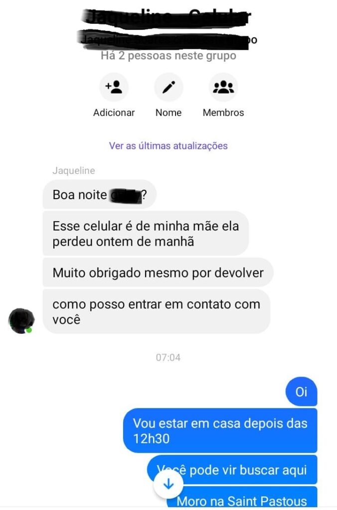 Injúria - celular perdido