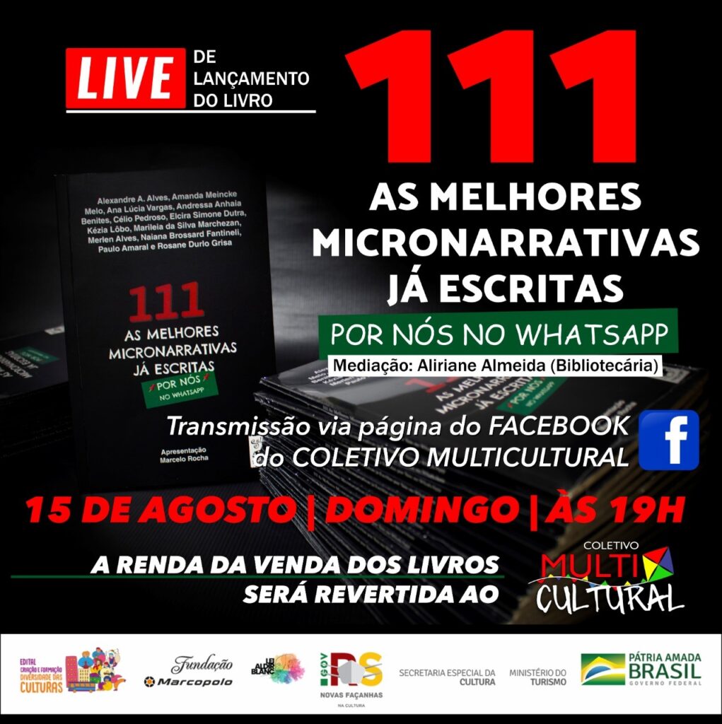 Live de lançamento do livro será no domingo 15, às 19hs.