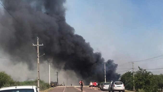 Focos de incêndio em campo ameaçaram residências neste domingo
