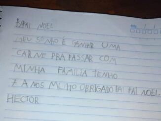 'Meu sonho é ganhar uma carne para passar com a minha família', escreve menino do RS em carta ao Papai Noel