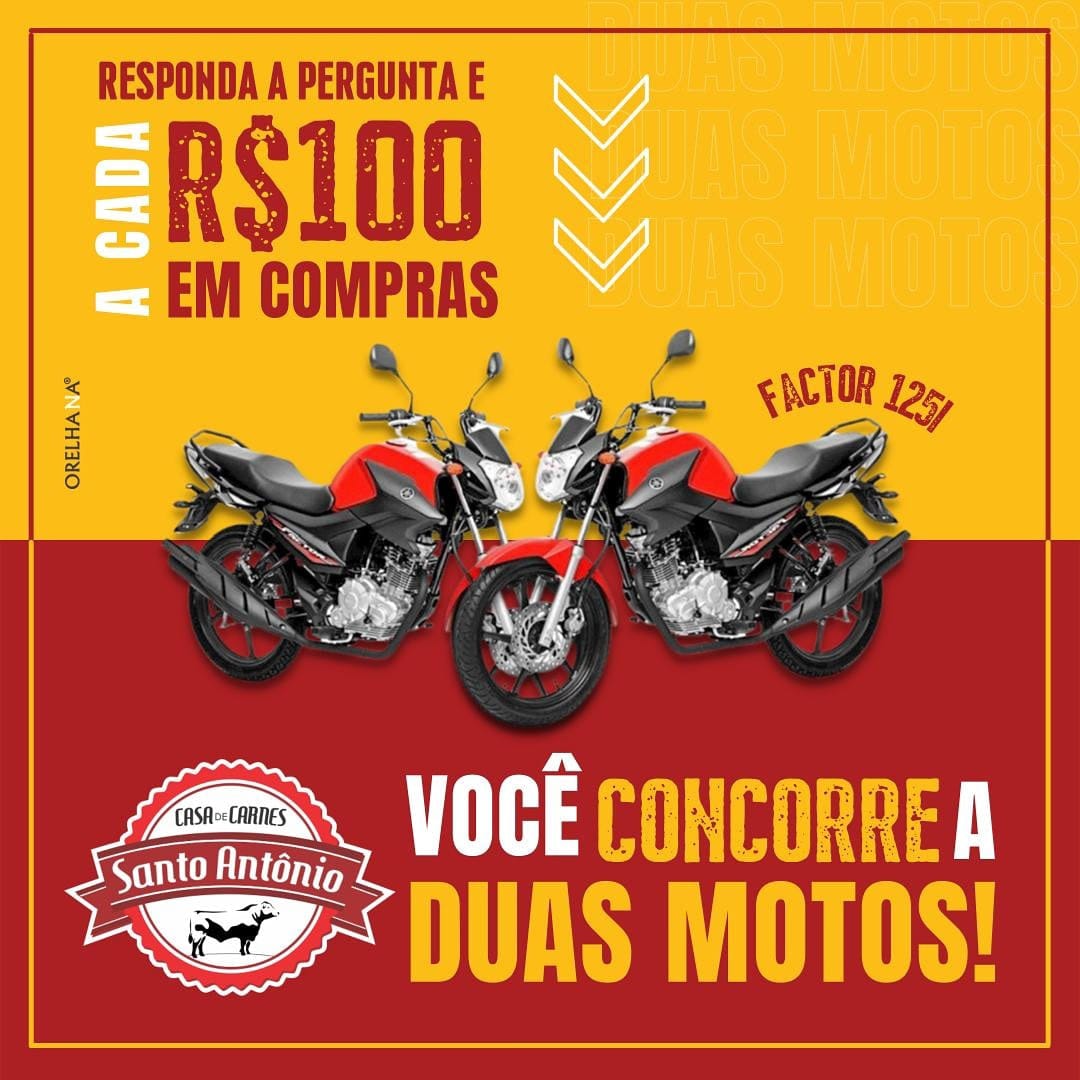 Casa de Carnes Santo Antônio realizou sorteio de duas motos entre seus clientes